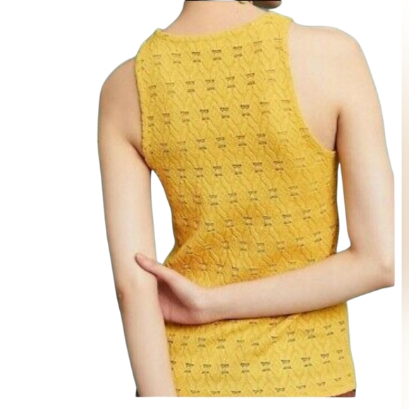 Anthropologie Mustard Yellow Textured Tank Top - Picture 2 of 5